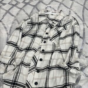Maurices Black and White Plaid Button Down Shirt